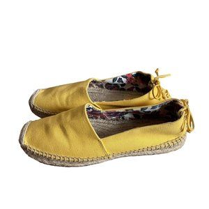 Vera Bradley Women 7 Yellow Canvas Slip On Casual Comfort Laceback Espadrilles